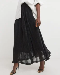 Knitted Glitter Shadow Stripe Maxi Skirt