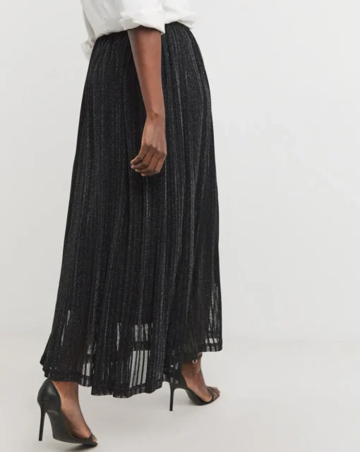 Knitted Glitter Shadow Stripe Maxi Skirt