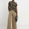 Leopard Print Textured Longline Top