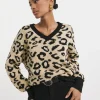 Leopard V Neck Jumper