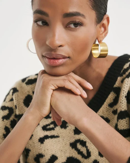 Leopard V Neck Jumper