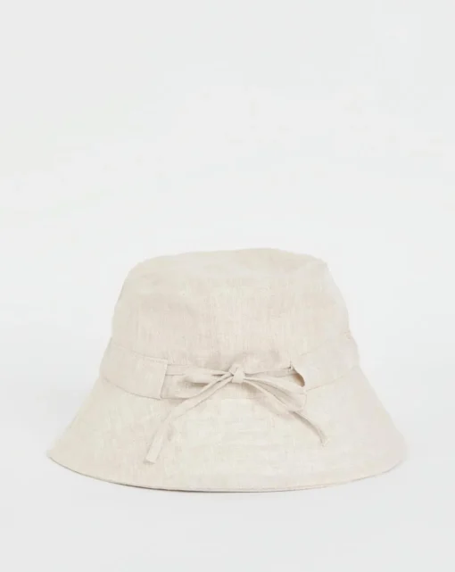 Linen Bow Detail Bucket Hat