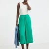 Linen Mix Cropped Wide Leg Culottes