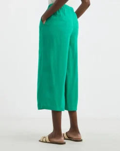Linen Mix Cropped Wide Leg Culottes
