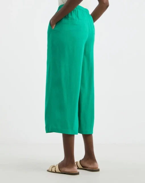 Linen Mix Cropped Wide Leg Culottes
