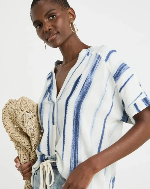 Linen Mix Popover Top