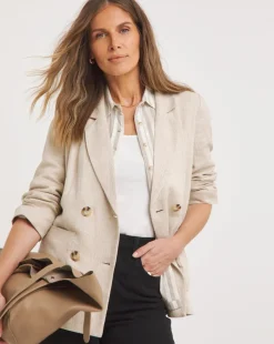 Linen Unlined Double Breasted Blazer