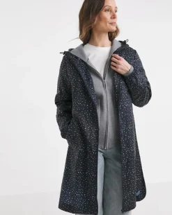 Longline Navy Spot Printed Pac A Mac