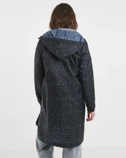 Longline Navy Spot Printed Pac A Mac