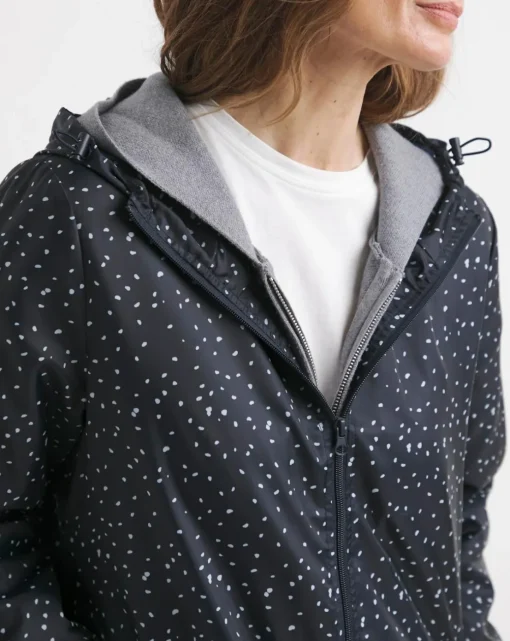 Longline Navy Spot Printed Pac A Mac