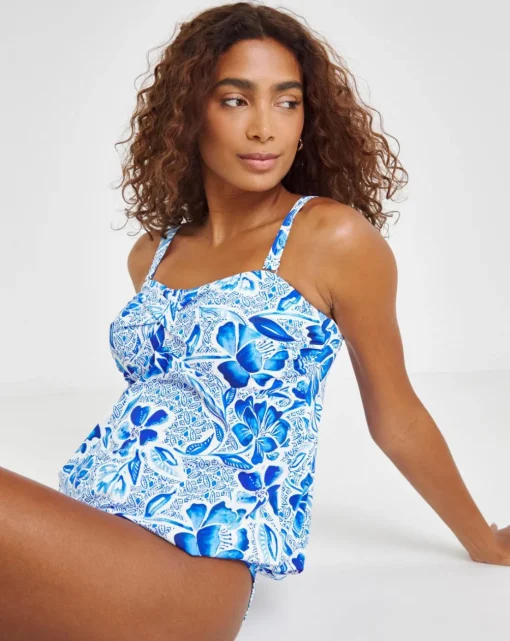 MAGISCULPT Medium Control Floral Print Bandeau Blouson Top