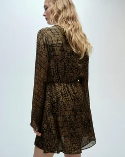 Mango Animal Print Ruffle Dress