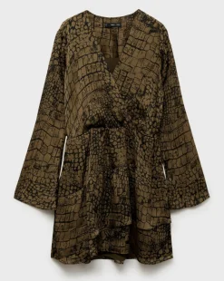 Mango Animal Print Ruffle Dress