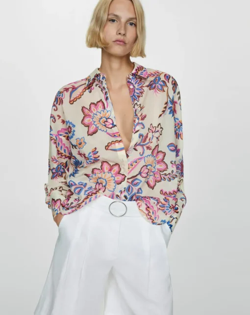 Mango Button Up Floral Shirt