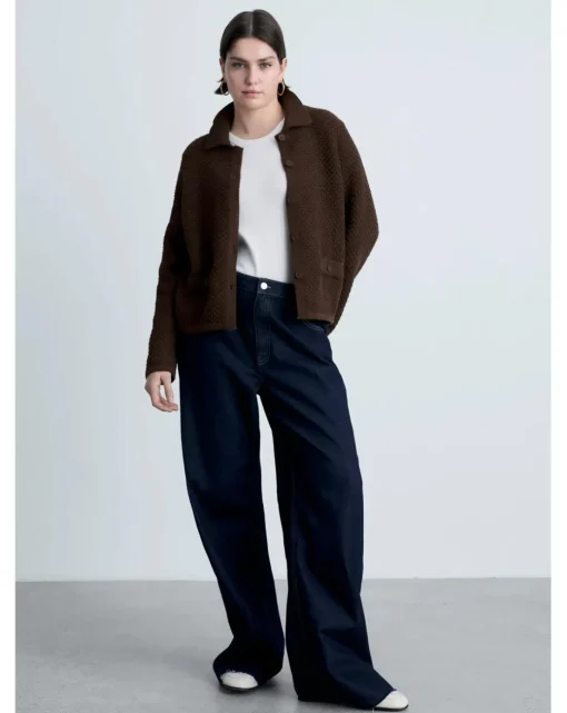 Mango Polo Neck Knitted Choco Jacket