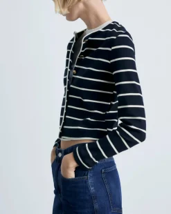 Mango Striped Knit Cardigan