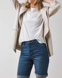 Mid Blue 24/7 Knee Denim Shorts