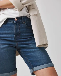 Mid Blue 24/7 Knee Denim Shorts