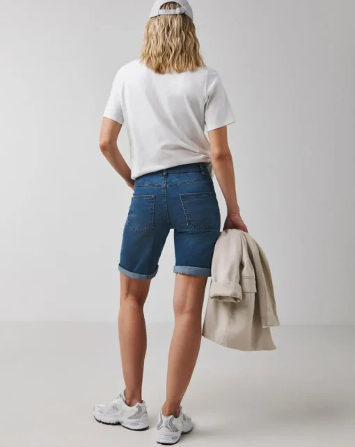 Mid Blue 24/7 Knee Denim Shorts