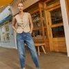Mid Blue Barrel Leg Jean