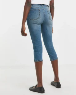 Mid Blue Denim Capri Jeans