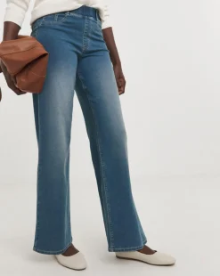 Mid Blue Stretch Wide Leg Jeggings