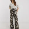 Mono Print Viscose Wide Leg Trousers