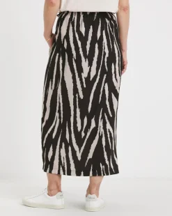 Mono Print Wrap Midi Skirt