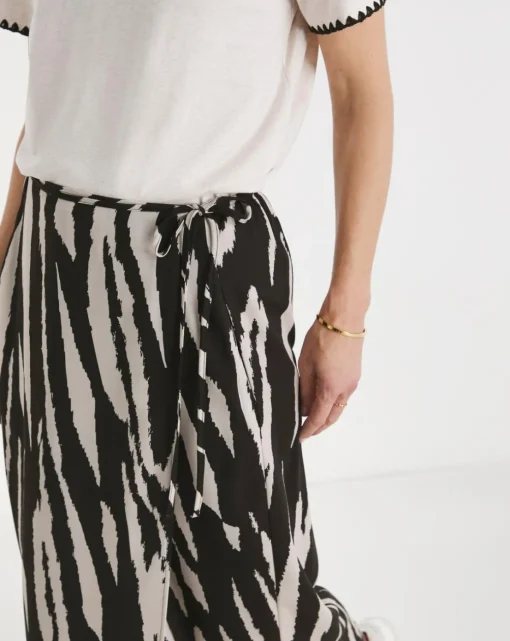 Mono Print Wrap Midi Skirt