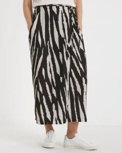Mono Print Wrap Midi Skirt