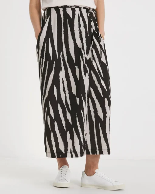 Mono Print Wrap Midi Skirt