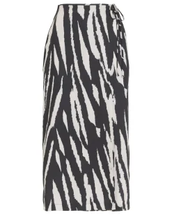Mono Print Wrap Midi Skirt