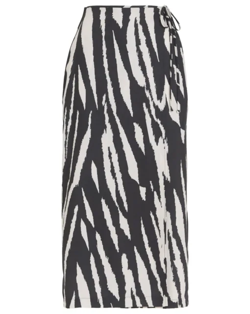 Mono Print Wrap Midi Skirt