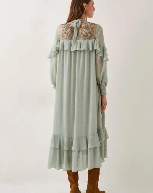 Monsoon Debbie Polka Dot Ruffle Maxi Dress
