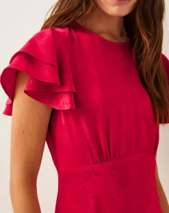 Monsoon Ester Satin Ruffle Midi Dress