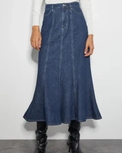Monsoon Fran Seam Denim Maxi Skirt