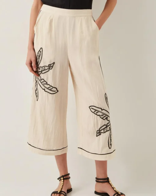 Monsoon Hope Leaf Embroidered Culottes