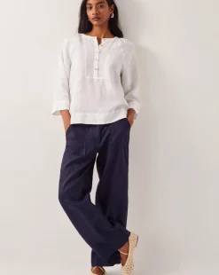 Monsoon Jolie Short Wide Leg Linen Trousers
