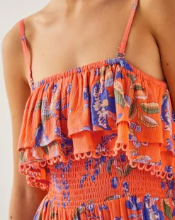 Monsoon Kaia Floral Frill Midi Dress