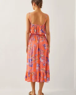 Monsoon Kaia Floral Frill Midi Dress