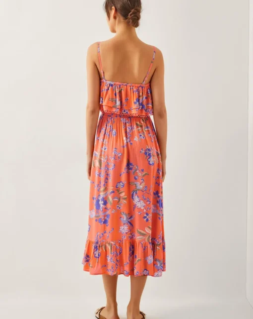 Monsoon Kaia Floral Frill Midi Dress