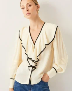 Monsoon Lennox V-Neck Ruffle Blouse