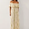 Monsoon Lyra Metallic Ruffle Maxi Dress