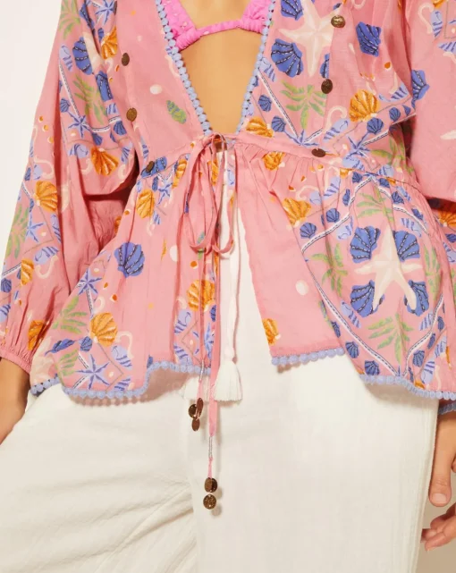 Monsoon Mabel Shell Print Kaftan Top