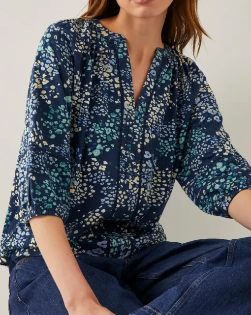 Monsoon Micola Abstract Print Jersey Blouse
