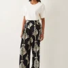 Monsoon Pamela Leaf Print Wide Leg Trousers