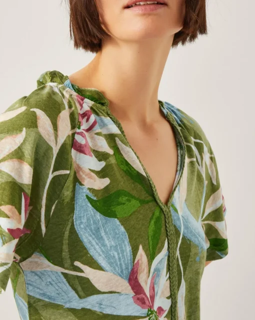 Monsoon Piper Floral Linen-Blend Top