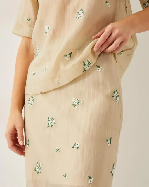 Monsoon Sacha Embroidered Midi Skirt