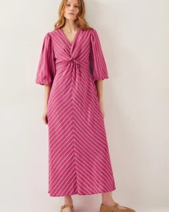 Monsoon Stella Stripe Twist-Front Maxi Dress