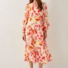 Monsoon Vanna Frill Floral Print Midi Dress